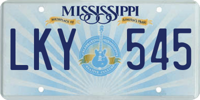 MS license plate LKY545