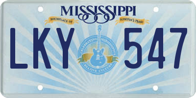 MS license plate LKY547
