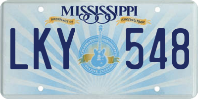MS license plate LKY548