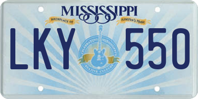 MS license plate LKY550