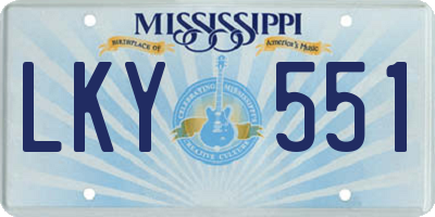 MS license plate LKY551