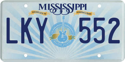 MS license plate LKY552