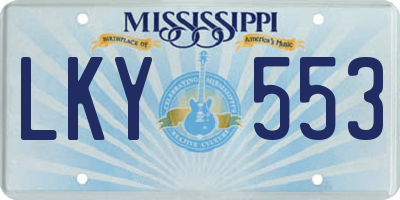 MS license plate LKY553