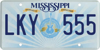 MS license plate LKY555