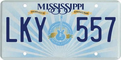 MS license plate LKY557