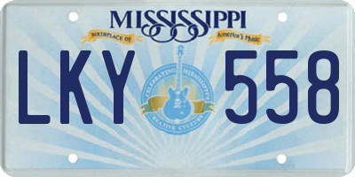MS license plate LKY558