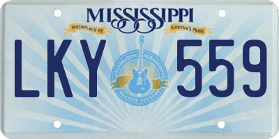 MS license plate LKY559