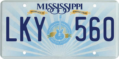MS license plate LKY560
