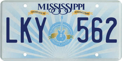 MS license plate LKY562