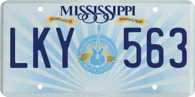 MS license plate LKY563