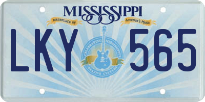 MS license plate LKY565