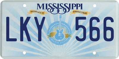 MS license plate LKY566