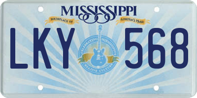 MS license plate LKY568
