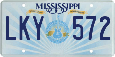 MS license plate LKY572
