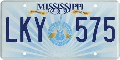 MS license plate LKY575