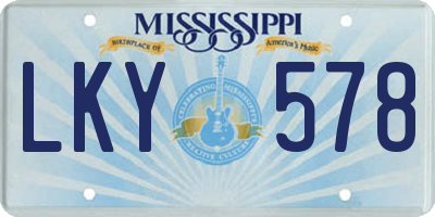 MS license plate LKY578