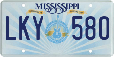 MS license plate LKY580