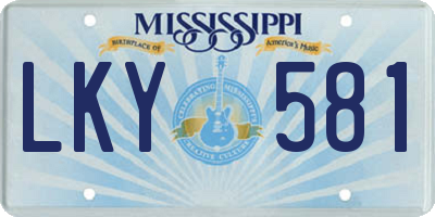 MS license plate LKY581