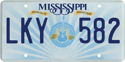 MS license plate LKY582
