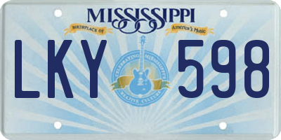MS license plate LKY598