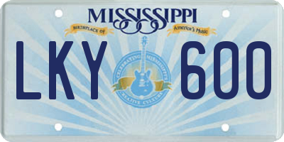 MS license plate LKY600