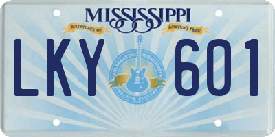 MS license plate LKY601