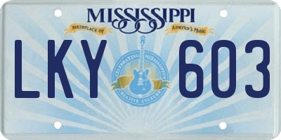 MS license plate LKY603