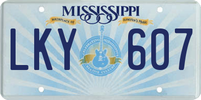 MS license plate LKY607