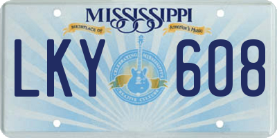 MS license plate LKY608