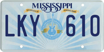 MS license plate LKY610