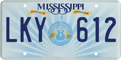 MS license plate LKY612