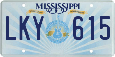 MS license plate LKY615