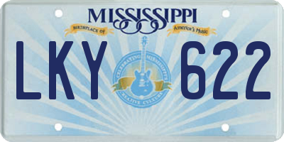 MS license plate LKY622