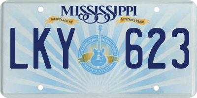 MS license plate LKY623