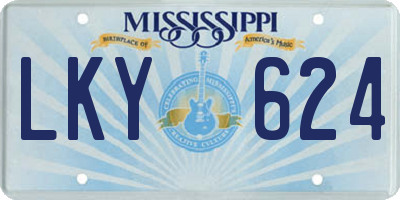 MS license plate LKY624