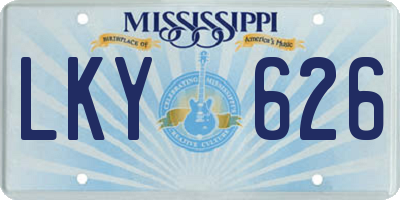 MS license plate LKY626