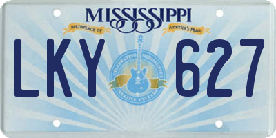 MS license plate LKY627