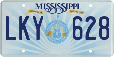 MS license plate LKY628