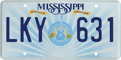 MS license plate LKY631