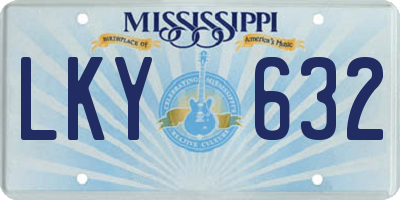 MS license plate LKY632