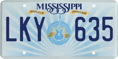 MS license plate LKY635