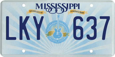 MS license plate LKY637