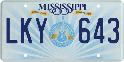 MS license plate LKY643