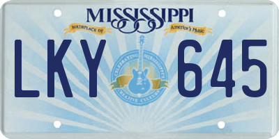 MS license plate LKY645