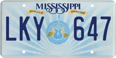 MS license plate LKY647