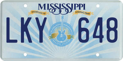 MS license plate LKY648