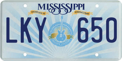 MS license plate LKY650