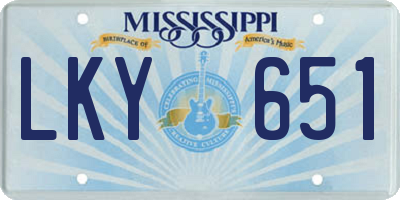 MS license plate LKY651