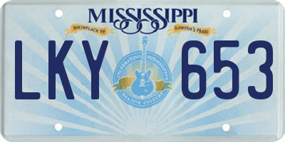 MS license plate LKY653