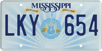 MS license plate LKY654